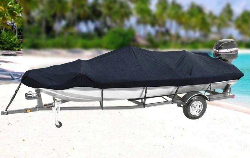 190T Waterproof Boat Cover, Speedboat Trailer Fishing V-shaped Boat Cover, Rain and Sun Protection Cover