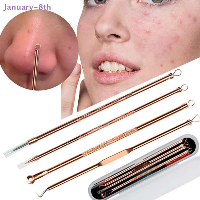 4 pçs/set limpador de poros faciais extrator rosto ferramentas cuidados com a pele cravo comedone espinha belmish acne removedor agulhas