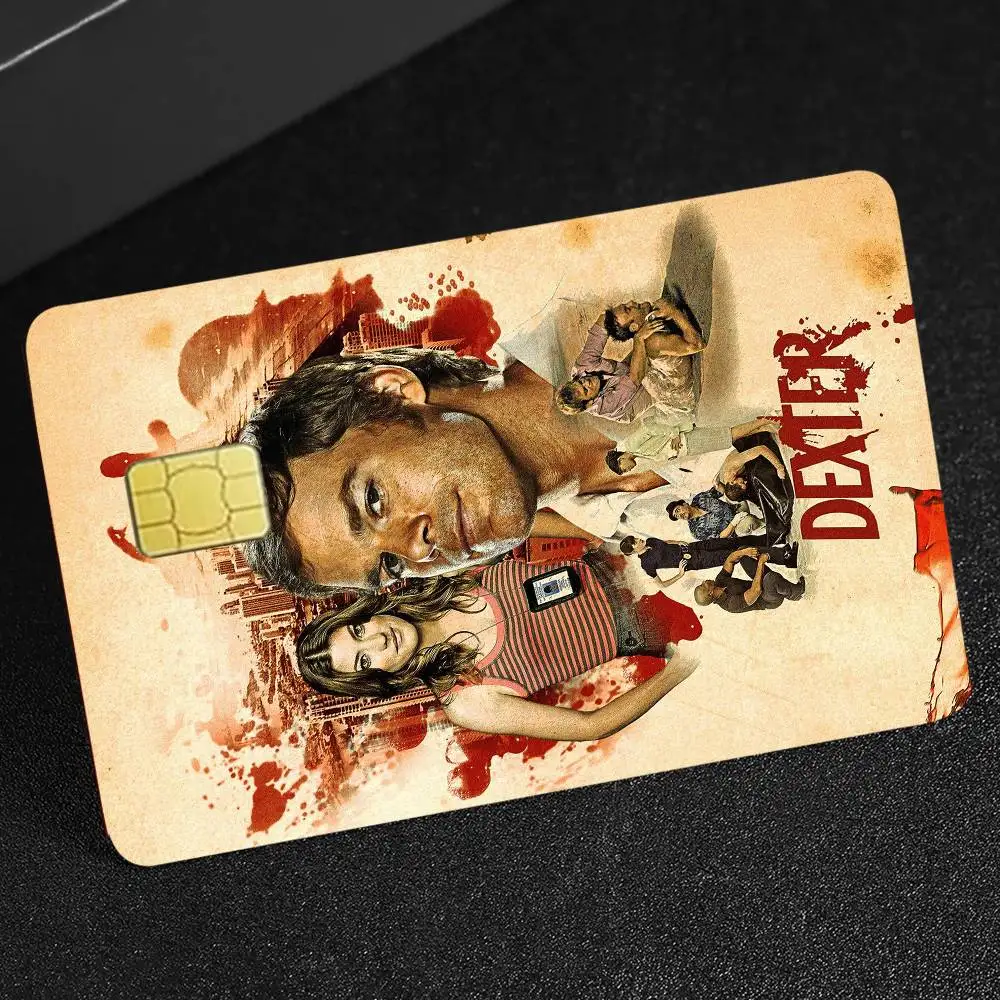 ملصقات جلدية لبطاقة الائتمان الأمريكية الكلاسيكية Horror TV Dexter بدون بقايا مقاومة للماء لبطاقة الائتمان VISA وبطاقة الوصول إلى مترو الأنفاق