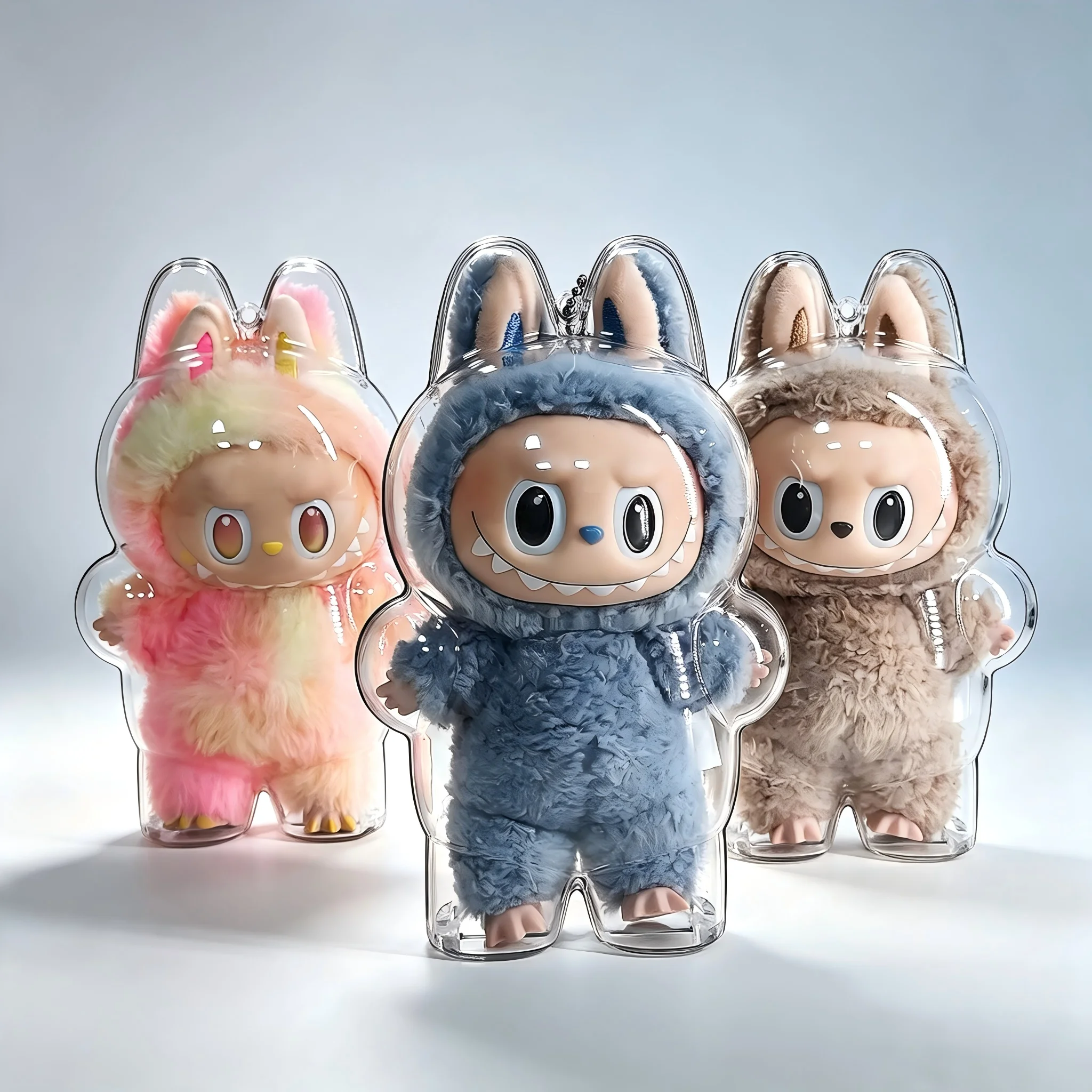 Transparent Protective Display Case For Labubu 1st & 3rd Gen Trendy Play Dolls Dust‑Proof Anti‑Scratch Clear Shield Storage Case