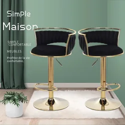 Taburete de Bar pequeño con respaldo, taburete de Bar ajustable en altura piezas, silla de mostrador de terciopelo y Metal, Juego de 2 piezas