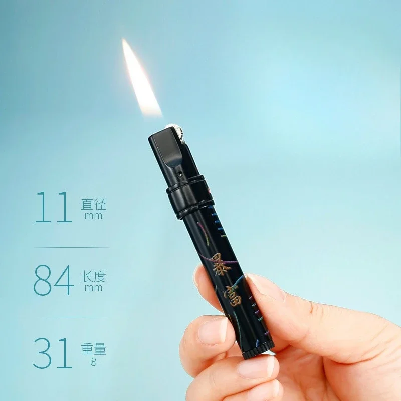 Jobon Open Flame, Portable Grinding Wheel Rotary Switch Locking Flame Creative Stylish Lighter Mini Small Floating Bright Fire
