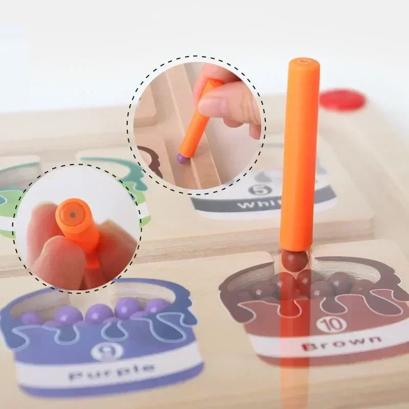 Bambini giocattolo Montessori penna magnetica gioco a sfera in movimento smistamento del colore scheda di conteggio allenamento motore Fine