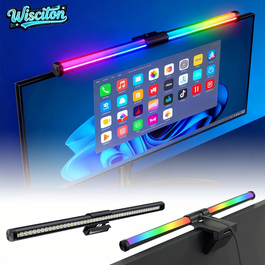 

LED Screen hanging light Display lights bar RGB Monitor Screen Hanging Light bar Stepless Dimmable Work Gaming Dimming Light
