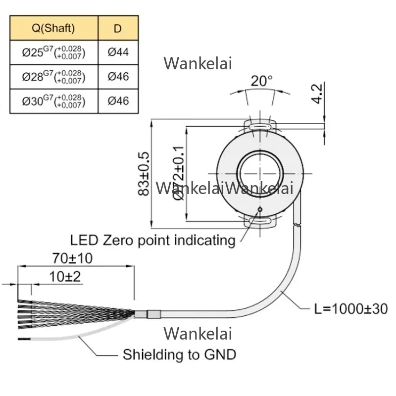 K66 rotary encoder 5 v motor bldc rotary encoder 10000/8 ppr 30mm hollow through shaft incremental encoder