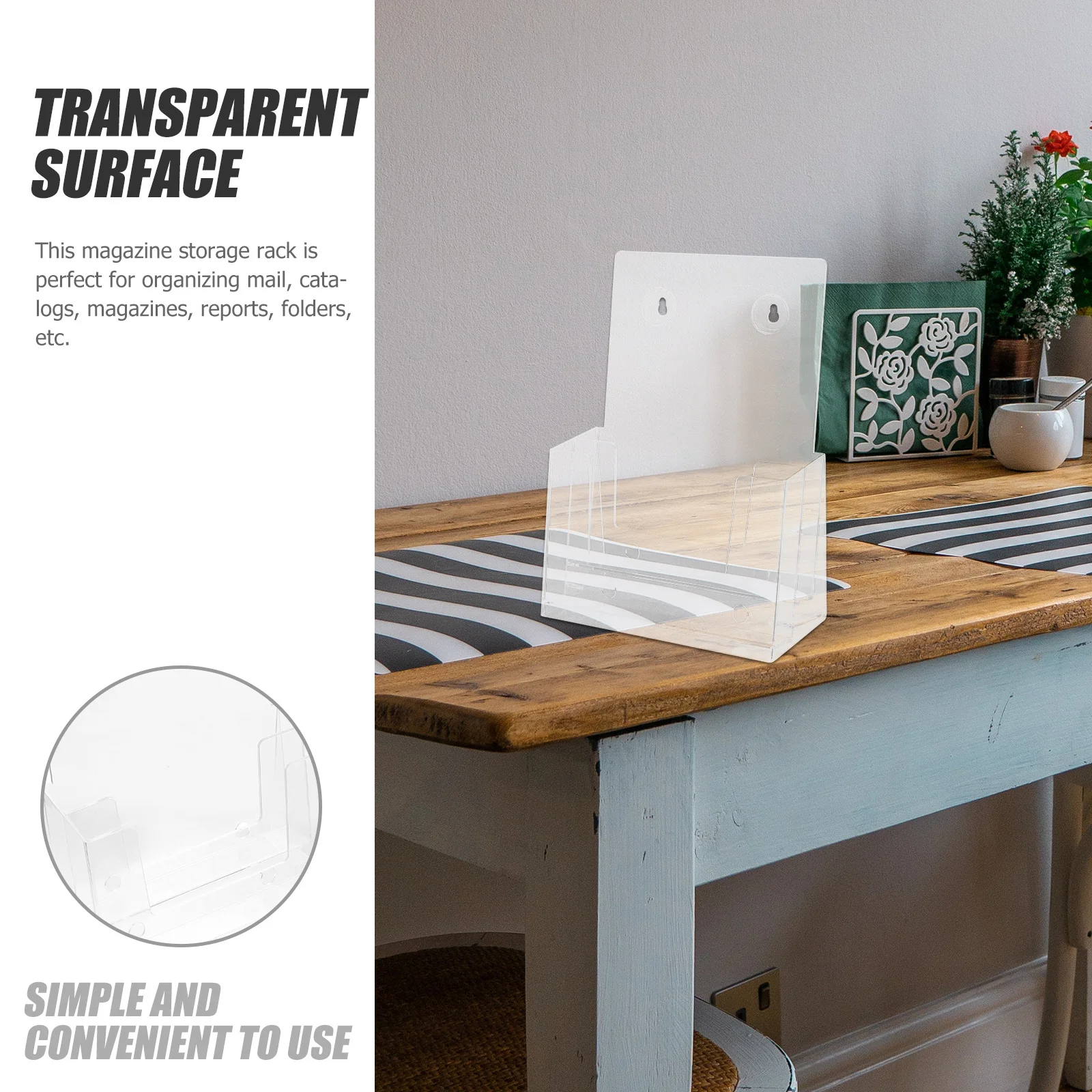 

Desktop Hanging Document Rack Double-Deck Transparent Office File Holder Magazine Organizer Pamphlets Display Clear File Stand