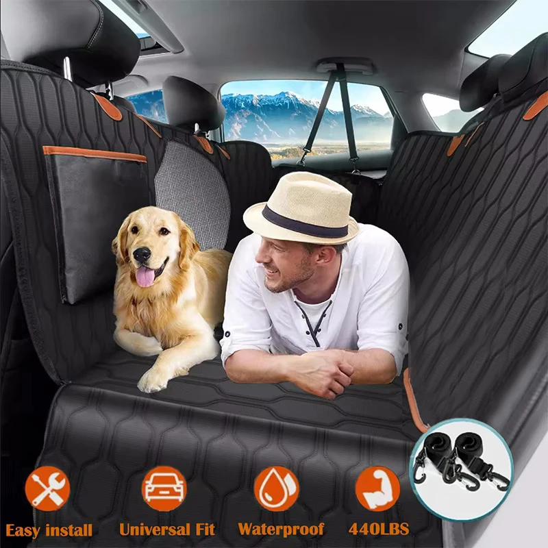 Waterproof Dog Car Seat Cover Hard Bottom-Detachable,600D Heavy Duty Scratch Proof Nonslip Soft,Dog Hammock for Car,SUV