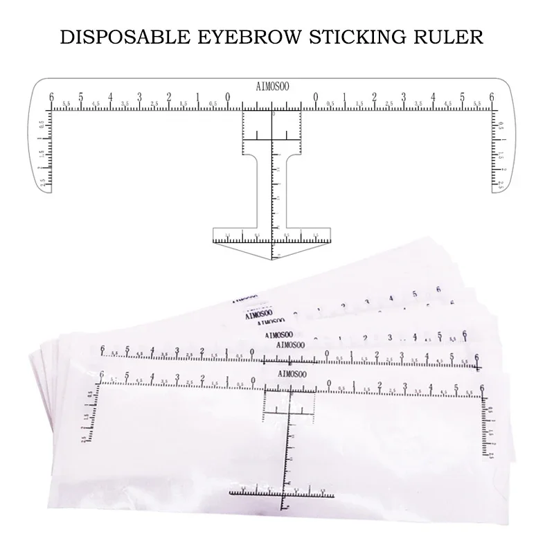 Eyebrow Guide Ruler Microblading Calliper Stencil Disposable Semi Permanent Eyebrow Ruler Makeup Eye Brow Measure Tool 10pcs/bag