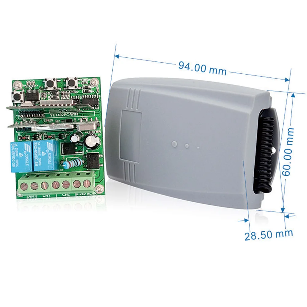 2 Channel 9V-12V-24V DC/AC Universal RF Receiver Rolling Code Transmitter Garage Door Motor Receiver 433.92 MHZ Wireless