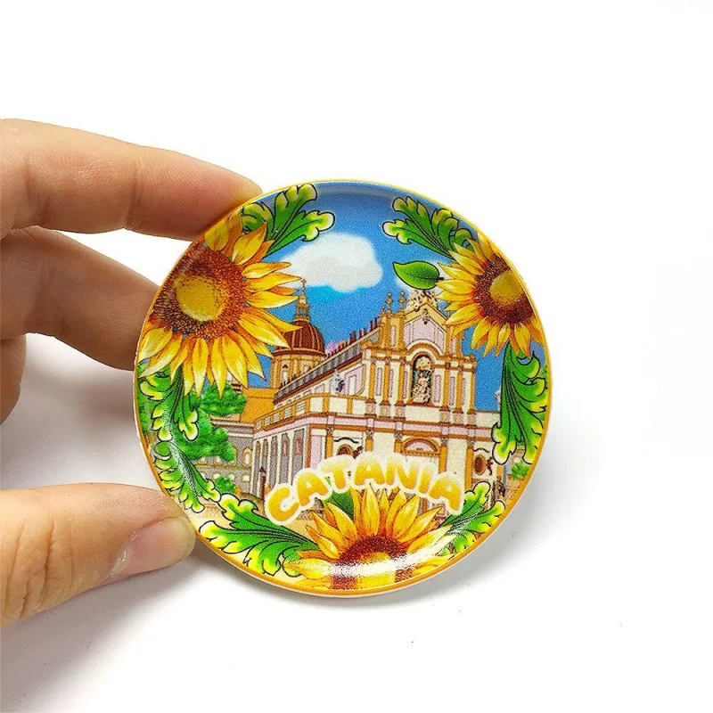 

Cultural and Creative Tourism Souvenirs from Sicily, Italy 3d Round Souvenir Magnetic Fridge Magnet