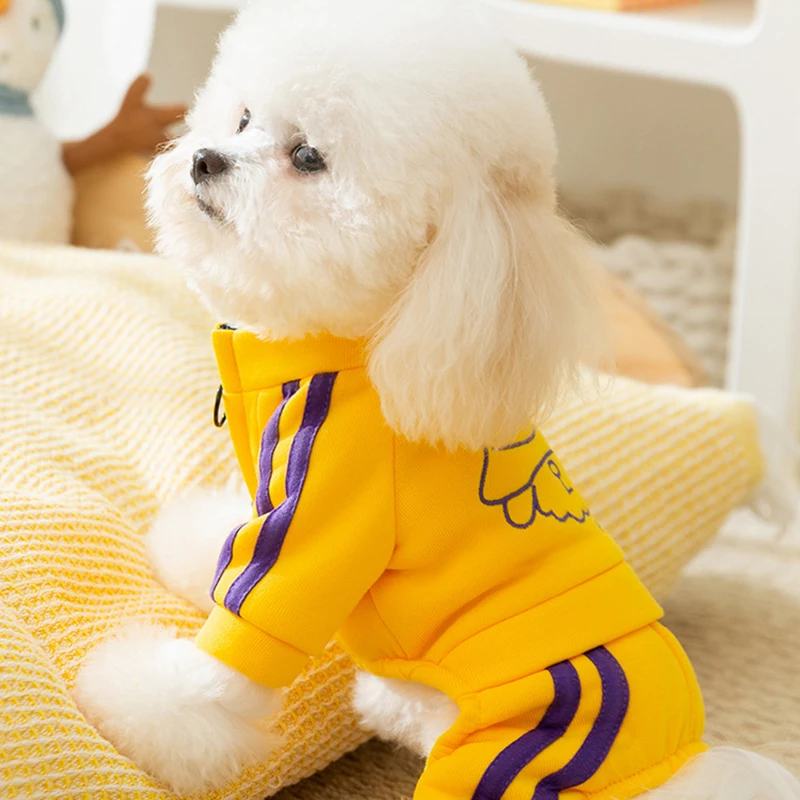 Winter Dog Hoodies Coat Fashion Sports Dog Jumpsuits Soft Puppy Clothes Cute Embroidery Cat Jumpsuits Pet Sweatshirt Dog Clothes