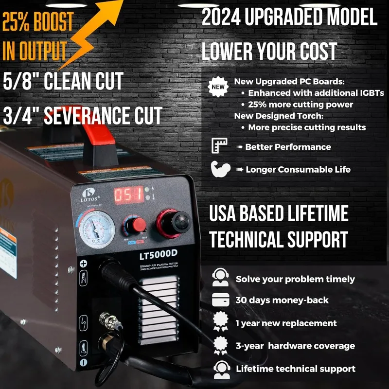 LT5000D Plasma Cutter, 2024 Upgraded 5/8 inch 16mm Clean Cut 3/4 inch 20mm Severance Cut 50A Plasma Metal Cutter Machine