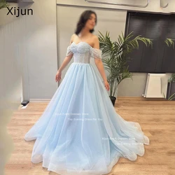 Xijun Glitter Long Wedding Dresses Sleeves Off The Shoulder Beads Bridal Gowns Sweetheart Formal Floor Length Prom Dresse 2024