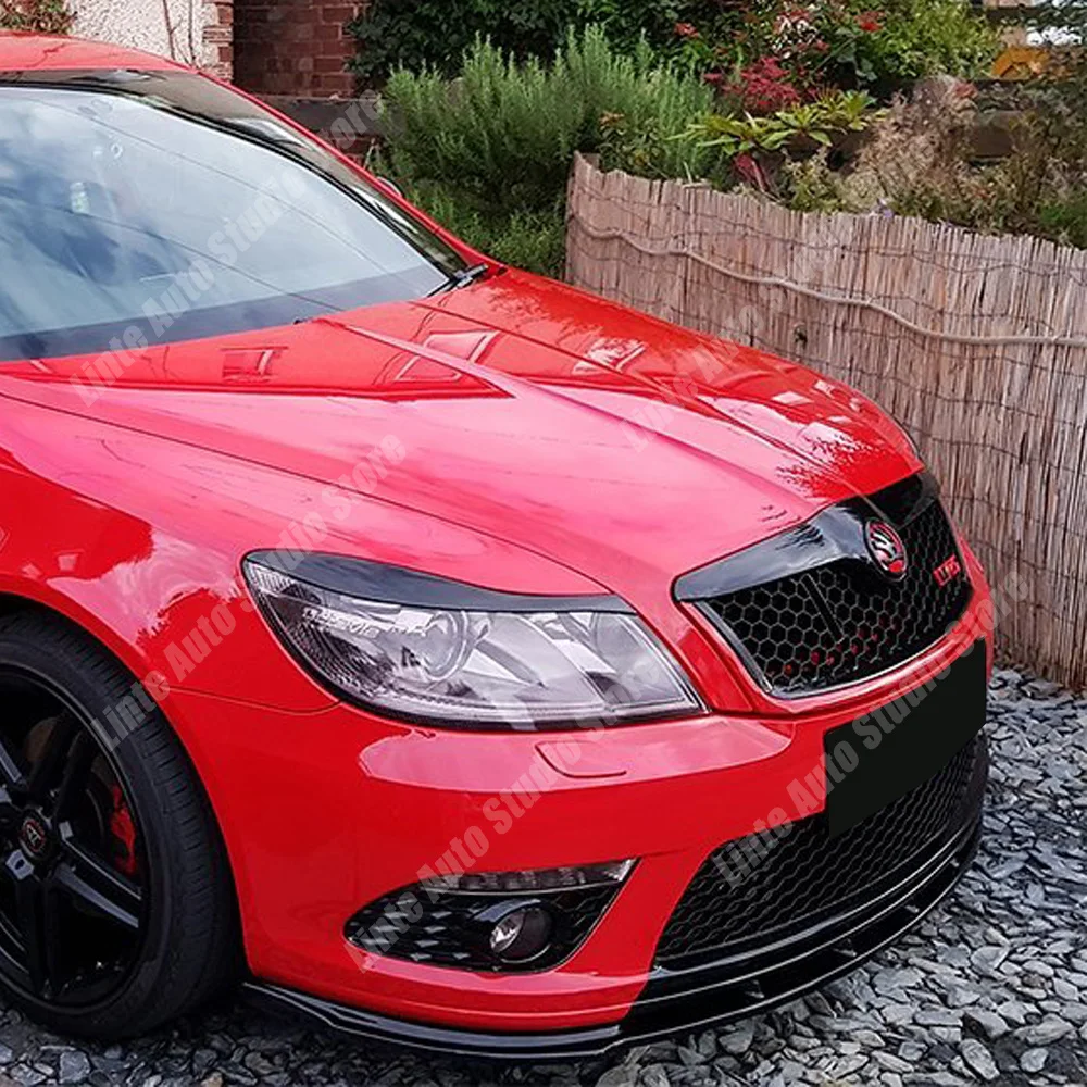 For Skoda Octavia MK2.5 RS vRS Sedan/Combi Facelift 2009–2013 Gloss Black Headlight Eyelids Covers Evil Eyebrows Exterior Trim