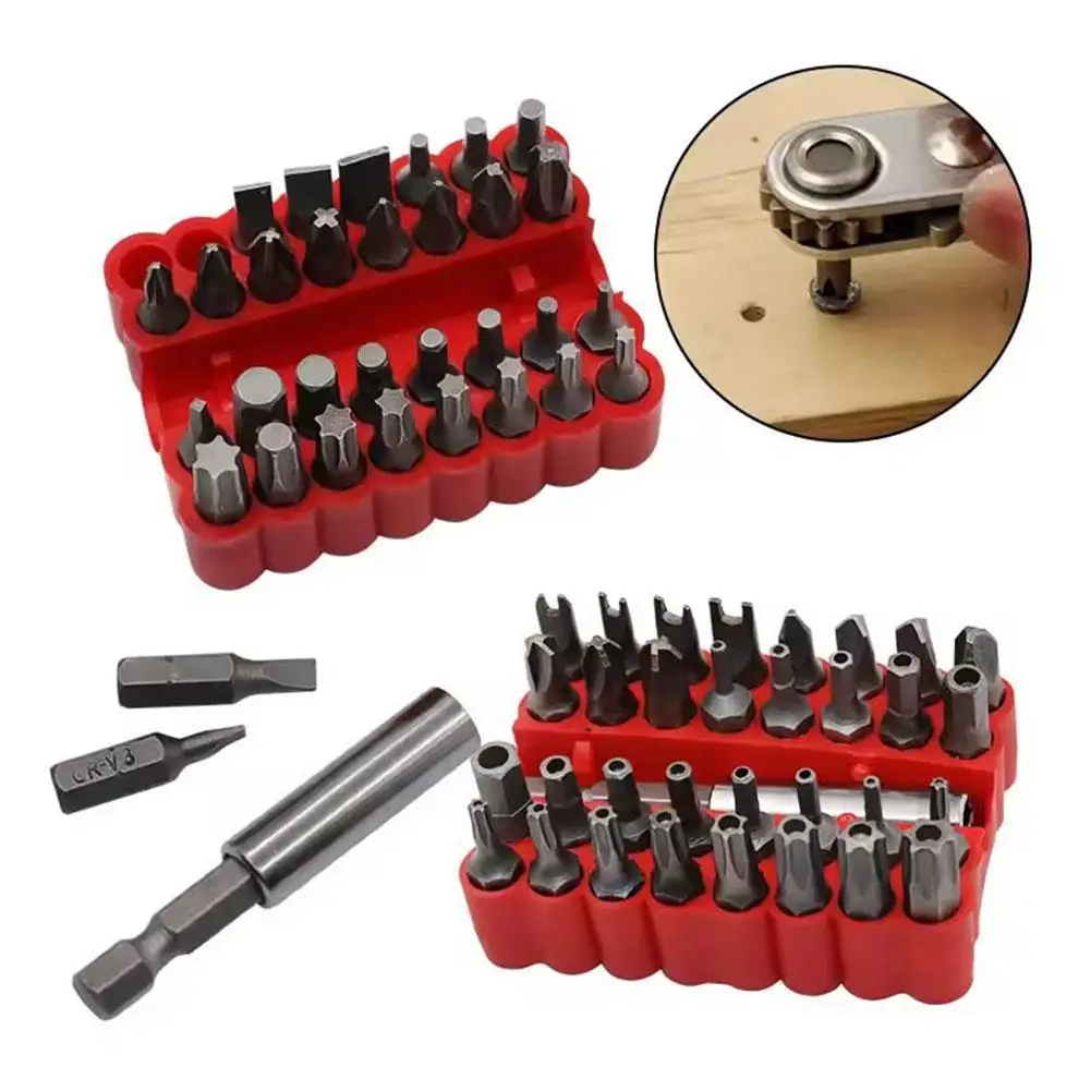33PC Hex Shank Organiser Screwdriver Bit Solid Batch Head Combination Hollow Shaped Set  Storage Box