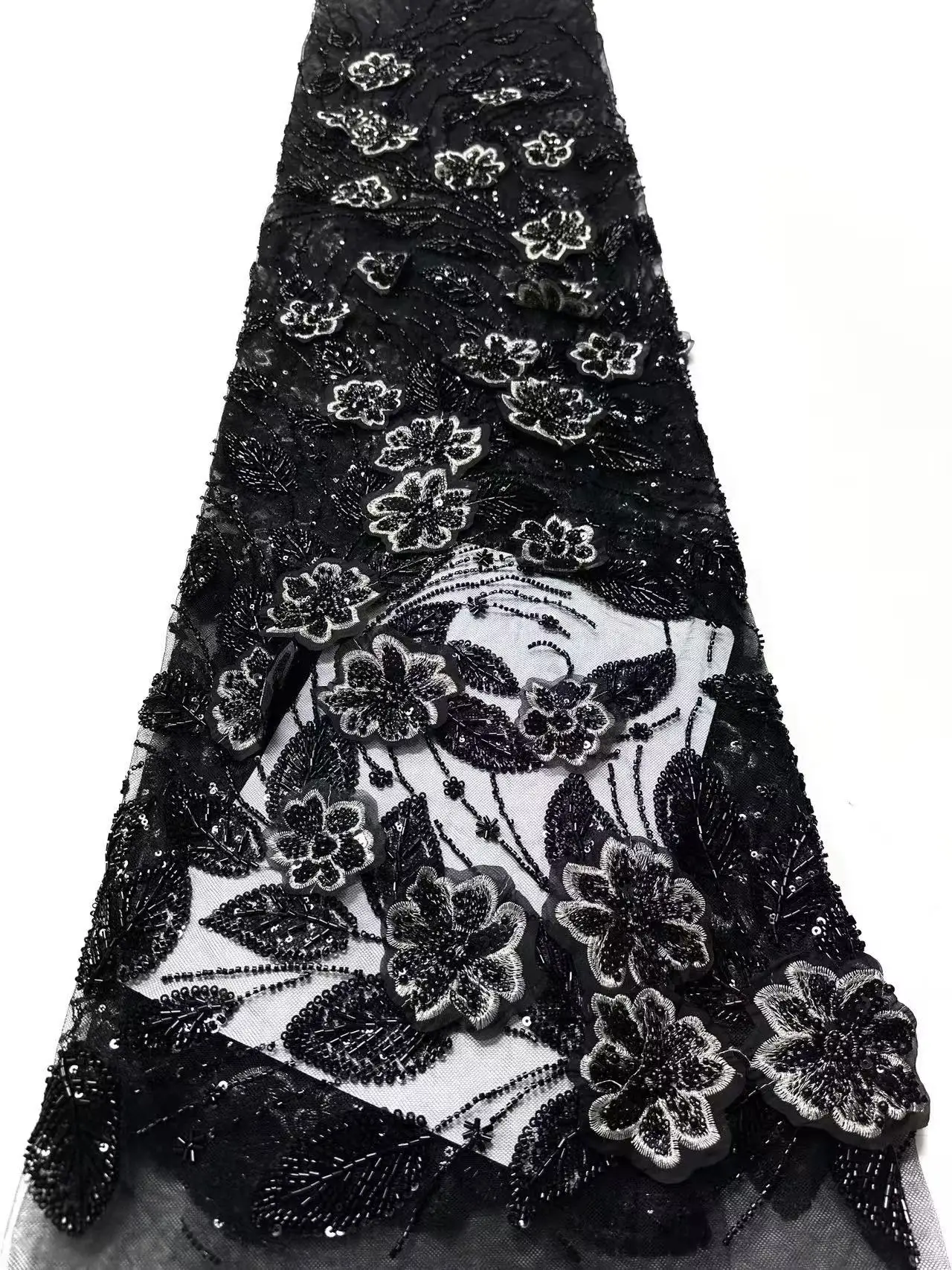 2025 Fashion Wedding Dress Sewing Orange French Sequin Tulle Lace Fabric High Quality African Nigerian Beaded Lace Fabric TP1655