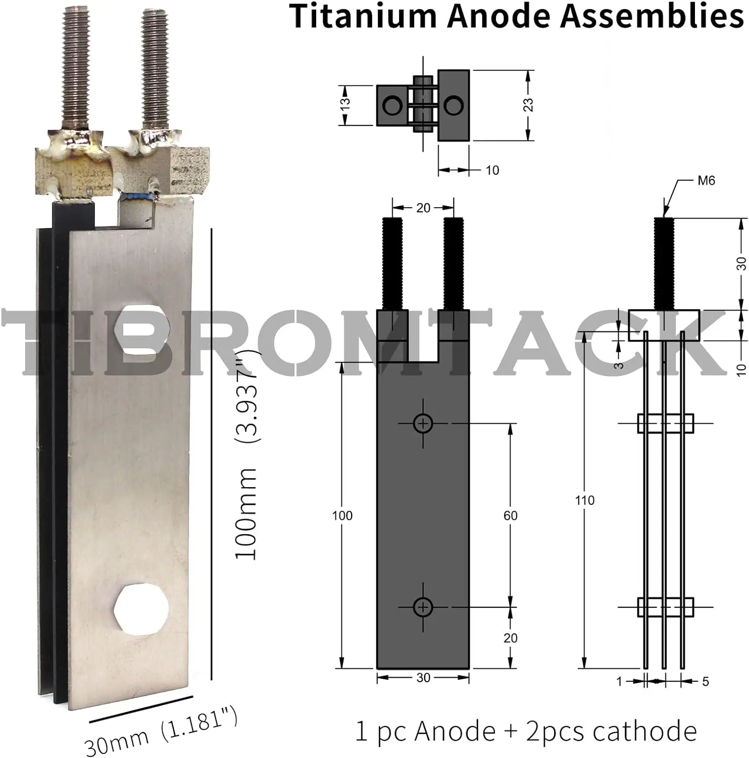 Titanium Electrode Plate for Cleaning Swimming Pool, MMO, Ruthenium-iridium anode Plate, Salt chlorine Generator