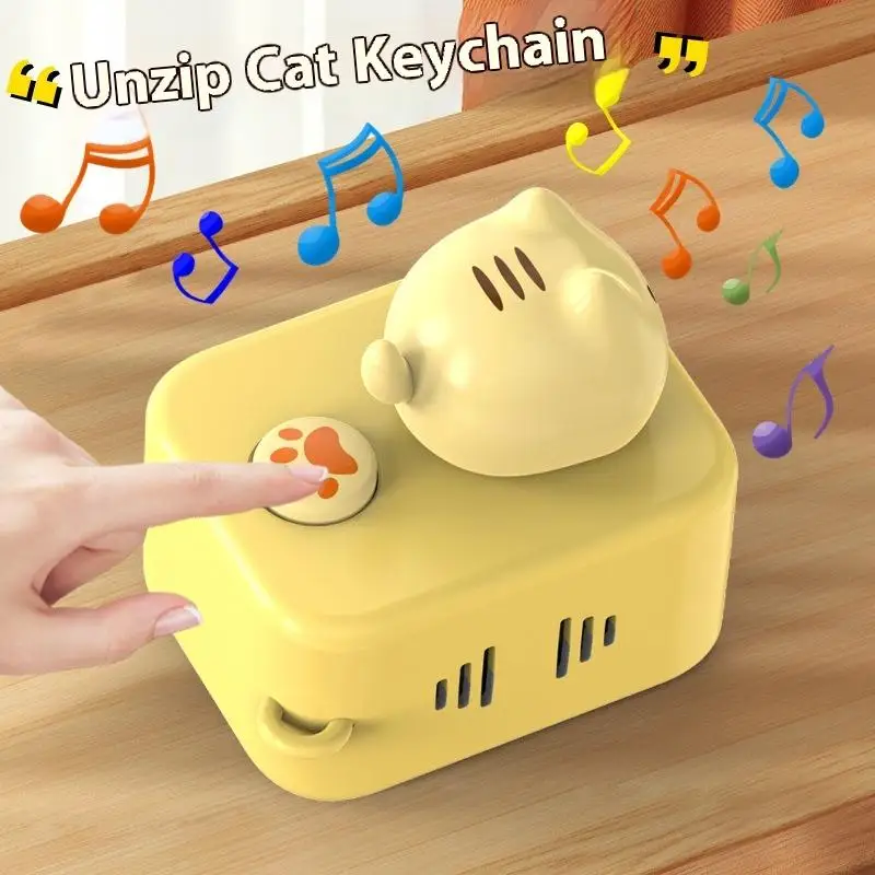 Prank Square Socket Cat Meow Sound Toy Keychain Student Backpack Fun Stress Relief Toy