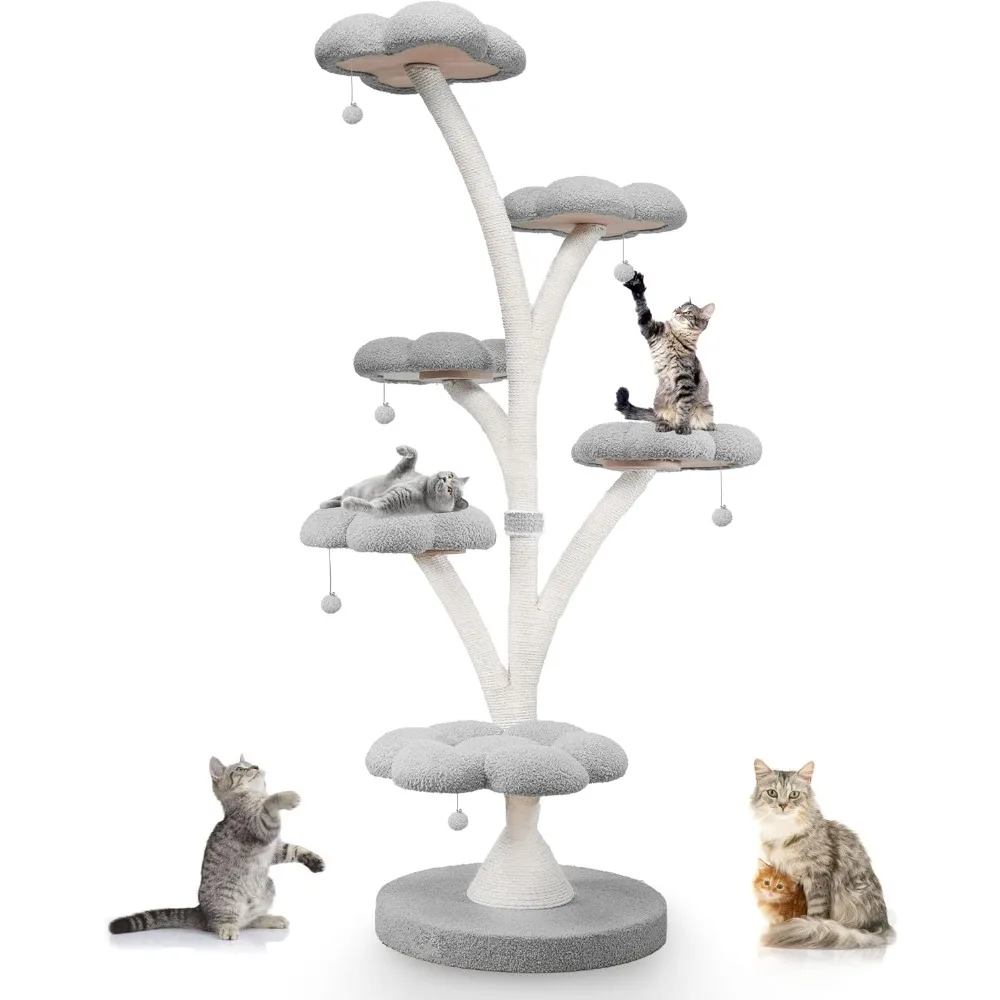 

71 Inch Tall Cat Tree, Flower Shape Scratching Post, Scratcher, Furniture Kittens Pet House, Cat Bed with Hang Ball