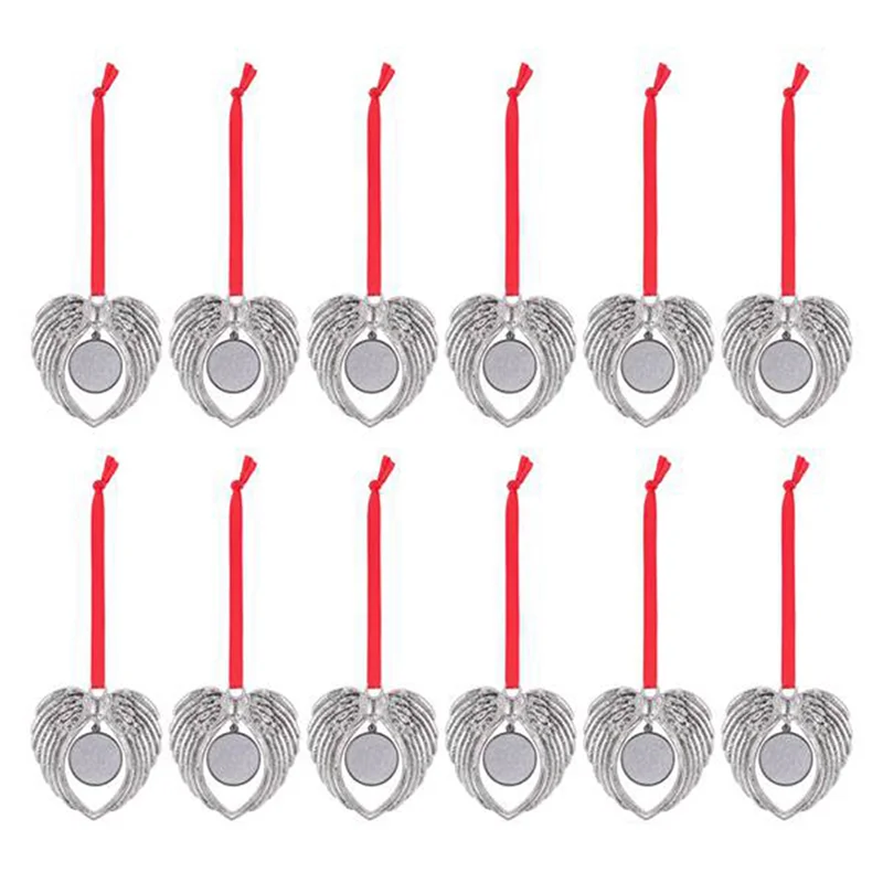 

AB42-36Pcs Angel Wing Shape Blank Hot Transfer Printing Sublimation Ornament Decoration For Christmas Tree Decor Xmas Party
