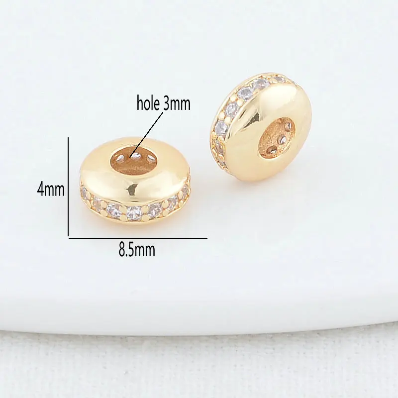 3*8MM 4*8.5MM 14K Gold Color Brass with Zircon Wheels Beads Spacer Beads Bracelet High Quality Diy Jewelry Accessories