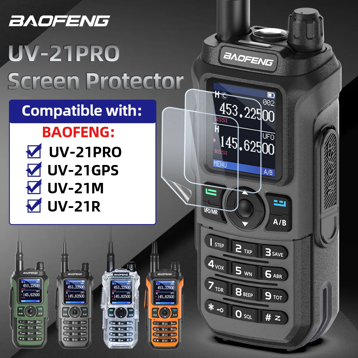 

Baofeng UV-21 PRO V2 Screen Protector Case Friendly Cover Walkie Talkie Film HD Clear Shockproof For UV-21 PRO GPS V4 Ham Radio