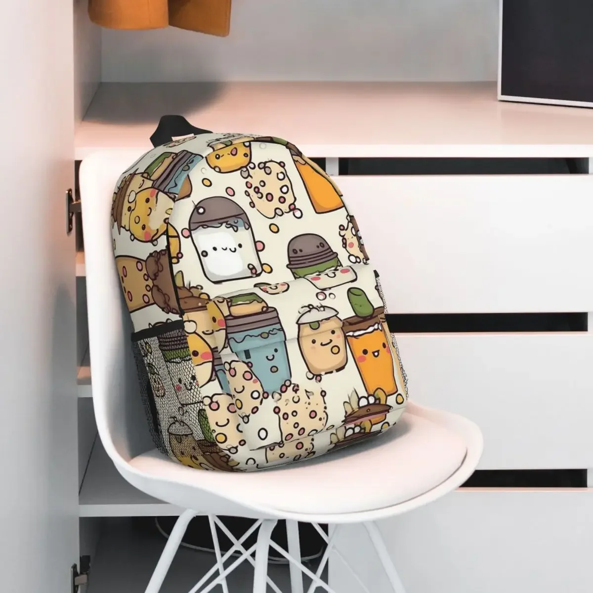 Boba Bubble Tea-mochilas con patrón colorido de dibujos animados, mochila para adolescentes, mochilas escolares de dibujos animados para niños, mochila de viaje, bolso de hombro