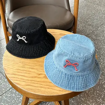 女士漁夫帽蝴蝶結簡約原宿時尚百搭牛仔漁夫帽日係可愛甜美潮流遮陽帽 8 最佳銷售 日本遮陽帽 - №2