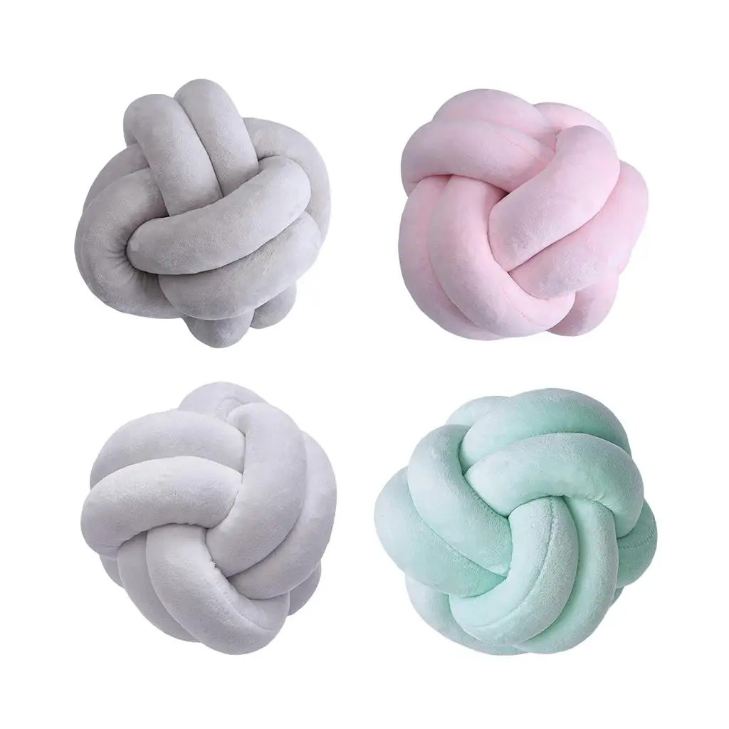 Nordic Style Knot Pillow Cotton Filled Plush Hand-woven Cushion Pillow for Kids Girls Bedroom Decor