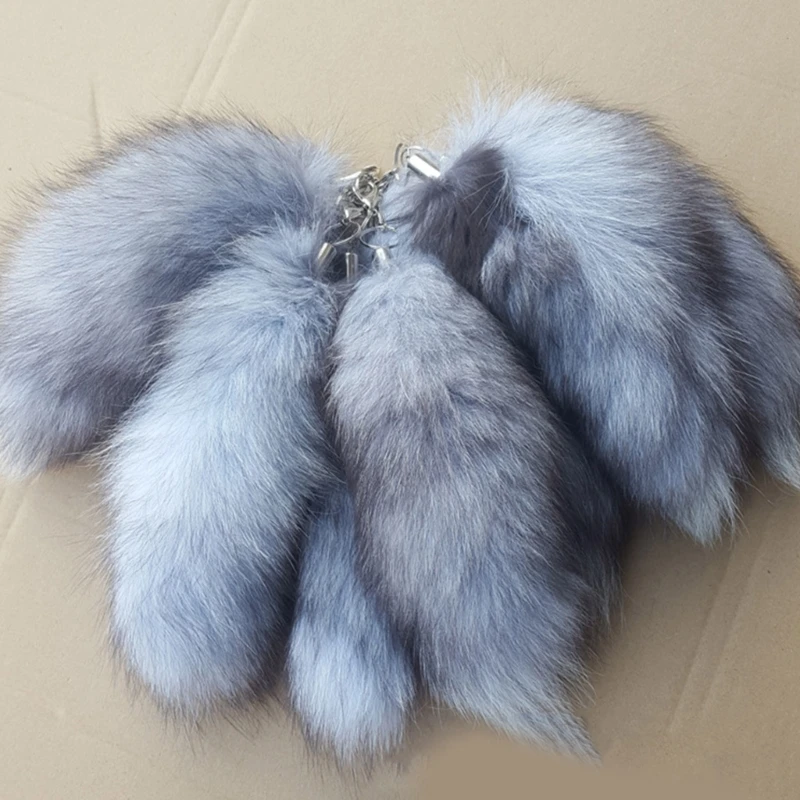 Elegant Foxes Furs Tail Tassels Keychain Handbag Pendant Keyring Purse Bag Decorations Car Keyring Gift for Women Girls