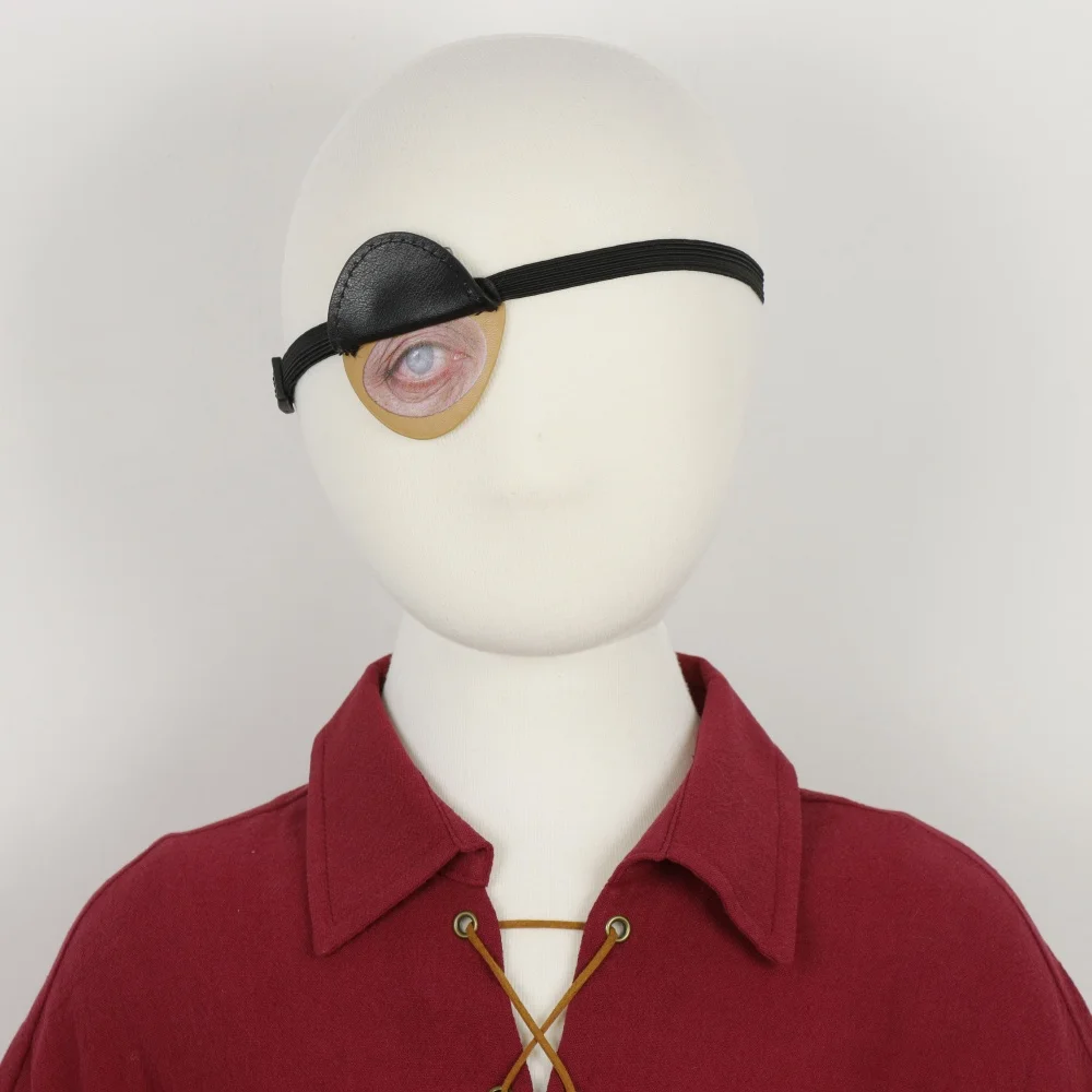 Black PU Leather Pirate Eyepatch, Creative Eye Pattern Halloween Costume Accessory, Gothic Horror Cosplay LARP Party Prop