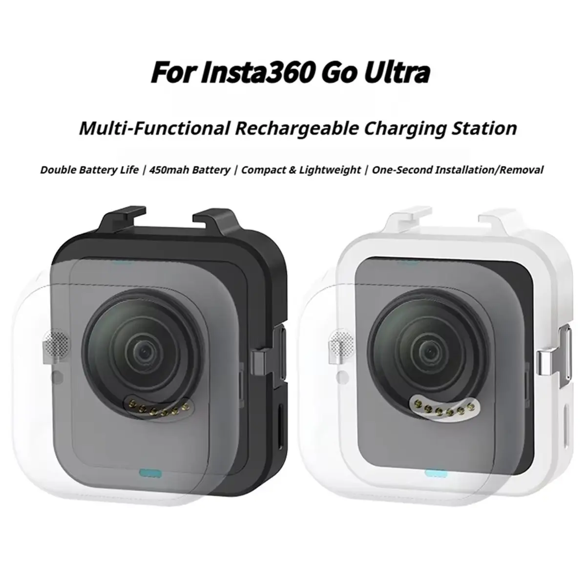 

A41T для Insta360 GO: Ультрабыстрая зарядная док-станция для аккумулятора, портативная док-станция для передачи данных и зарядки для экшн-камер, черная