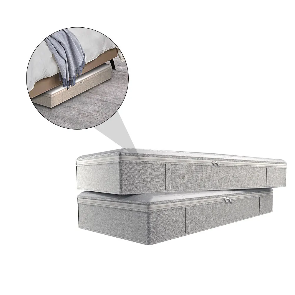 

2pcs Non Woven Storage Box Foldable For Clothes Shoes Cosmetics Quilt Bag Moisture Proof Dust Resistant Organizer Container