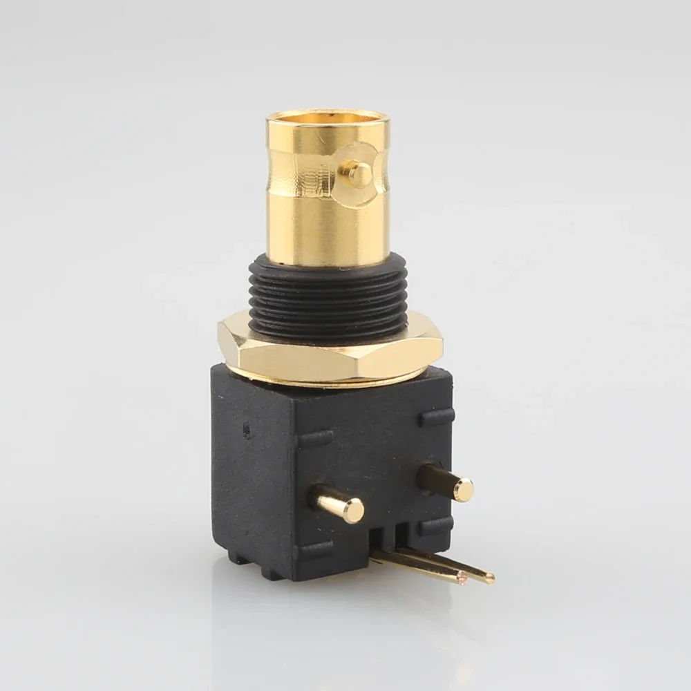 High Quality 4PCS HI-END BNC Female Jack Right Angle PCB Panel Mount Soldering Connector LB255