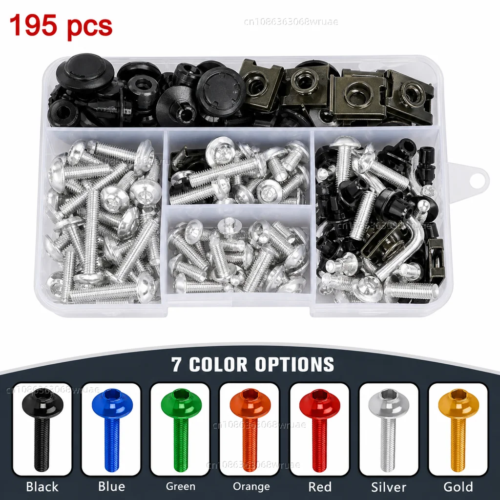 195pcs Fairing Screws Bolt Kit for Suzuki GSXR600 GSXR1000 Hayabusa GSX1300R GSX600F GSX750F SV1000 SV650 TL1000R/S DL650 DL1000