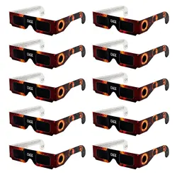 10 Pack Solar Eclipse Glasses Solar Eclipse Observation Glasses Solar Eclipse Viewing ISO Certified,Bonus Photo Filter Lens