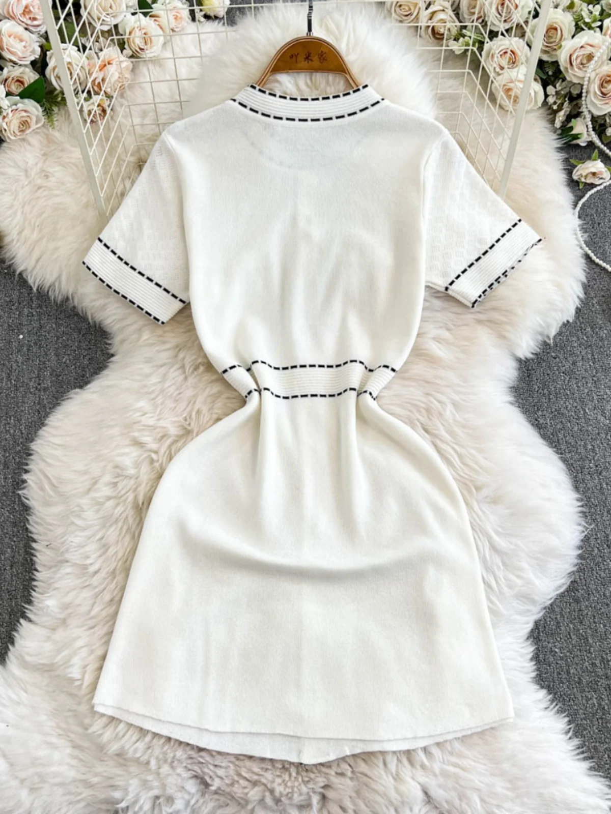 E Vestido Retro Chic para Mujer, con un Solo Botón, Cintura Alta, Falda Corta en Línea A, Estilo Coreano, Moda Primave...