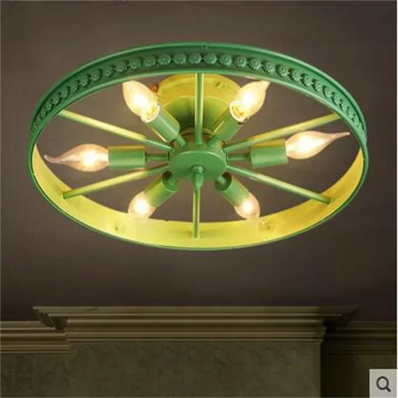 American retro industrial wrought iron water pipe ceiling lamp modern personality creative bedroom study art ceiling lamp