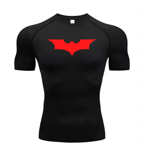 Bat Printed Men's Tight T-Shirt Running Compression Compression T Shirt Gym Fitness Jogging Short Sleeve Male Casual Shirt Tops - Image 12