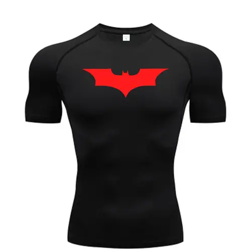 Bat Printed Men's Tight T-Shirt Running Compression Compression T Shirt Gym Fitness Jogging Short Sleeve Male Casual Shirt Tops - Image 12