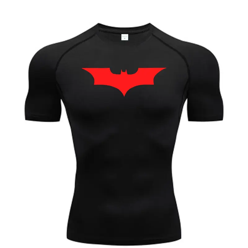 Bat Printed Men's Tight T-Shirt Running Compression Compression T Shirt Gym Fitness Jogging Short Sleeve Male Casual Shirt Tops - Image 12