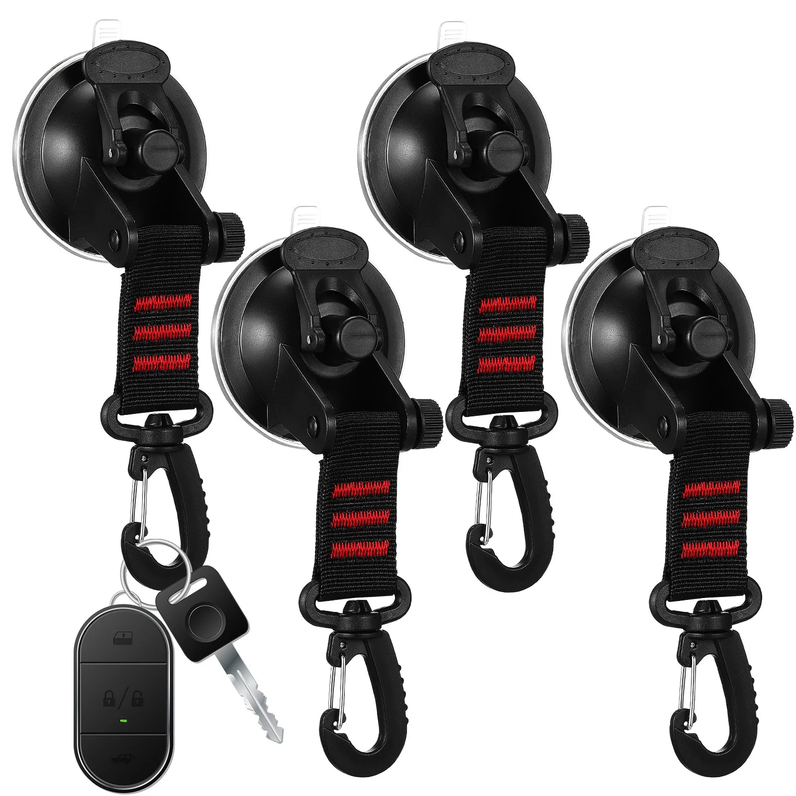 4Pcs Heavy Duty Rotating Suction Cup Hooks Strong Nylon Strap for Car Awning Camping Tie Down Accessories Suction Cups