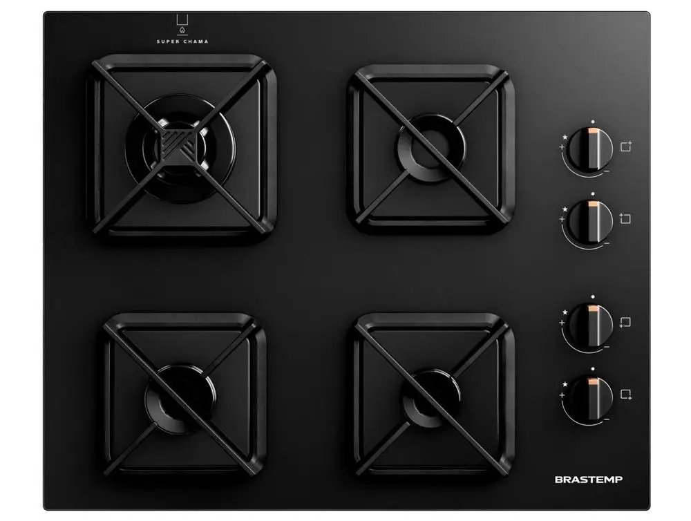 Cooktop 4 Bocas a Gás Brastemp GLP Preto Superautomático BDS62AE - Bivolt