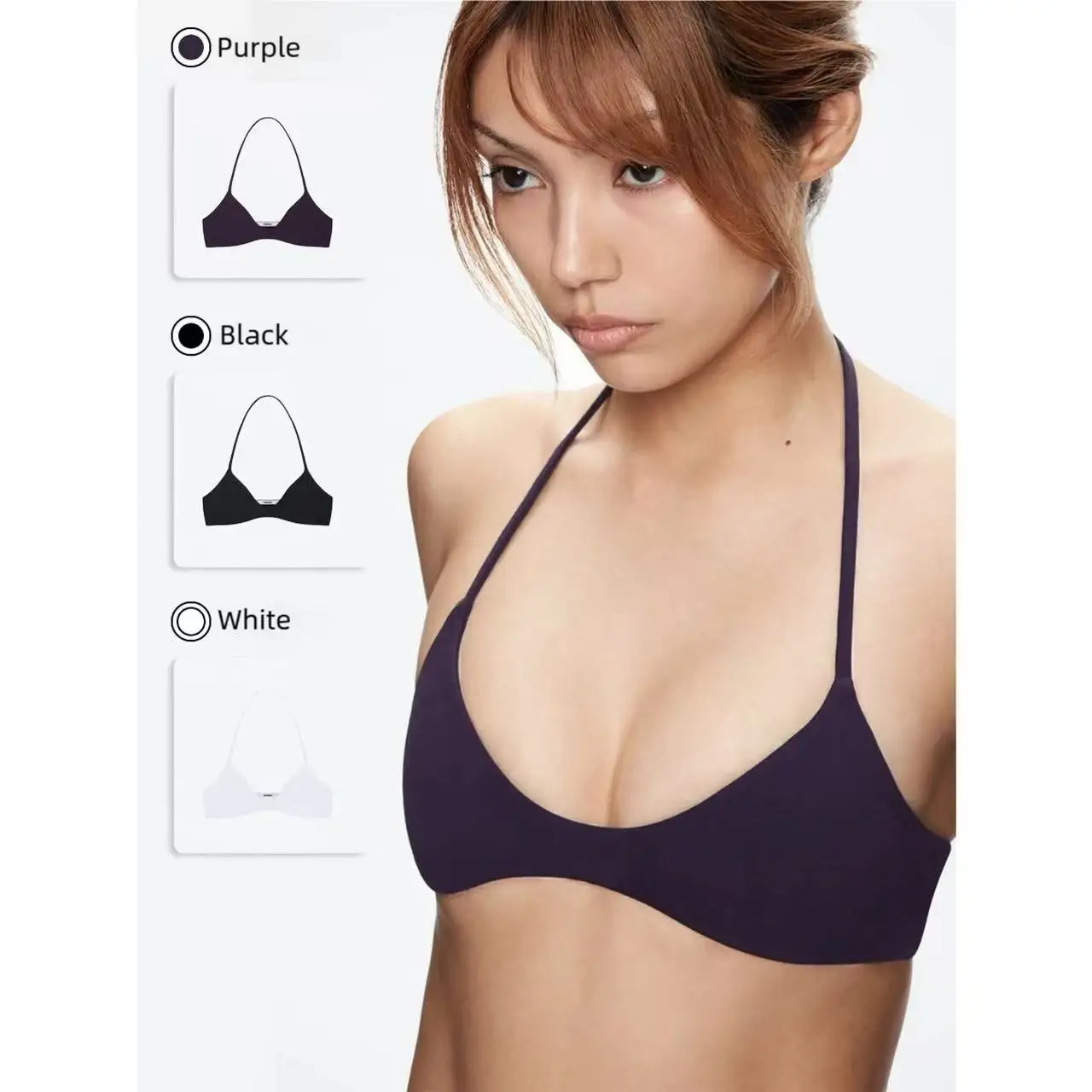 Tank Women's Halter-Style Bra, Sexy Low-Cut Sports Bra, Close-Fitting Stretch Yoga Top