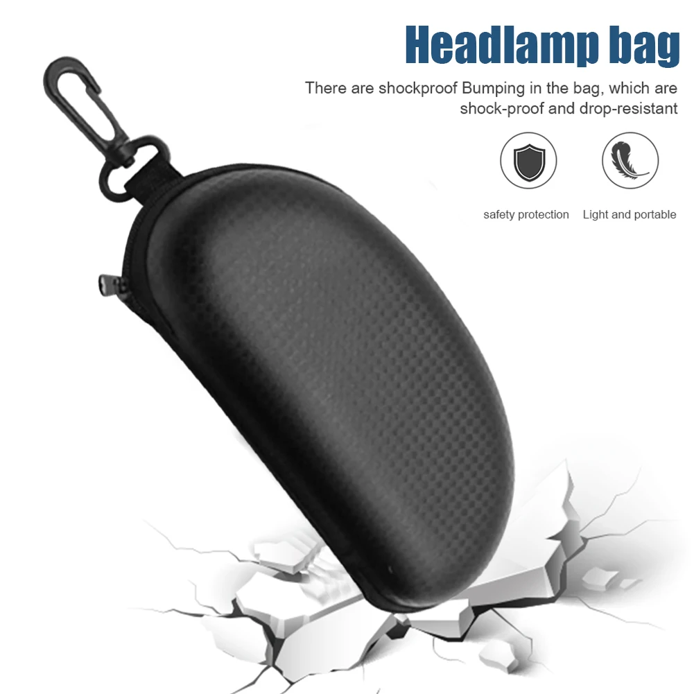 Portable Waterproof LED Headlamp Work Light Storage Bag Head Torch Flashlight Headlights Carrying Case Holder for Travel Riding