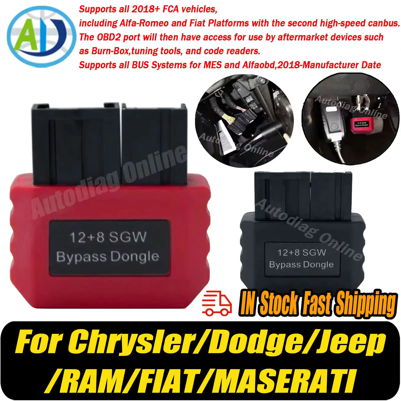 

Обходной ключ SGW для автомобиля FCA, диагностика OBD2 для Chrysler/Dodge/Jeep/RAM/FIAT/MASERATI 12 + 8-контактный модуль охранного шлюза, сканирование
