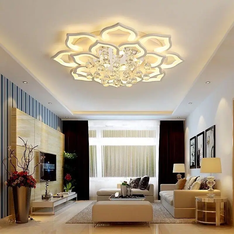 Modern Crystal Pendant K9 Stainless Steel LED Ceiling Light Living Room Bedroom Kitchen Dining Room