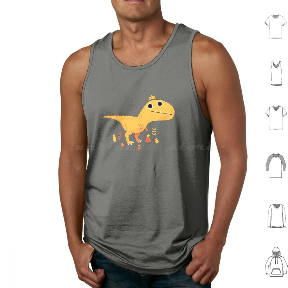 الطاغية السحلية الملك تانك القمم طباعة القطن ديناصور لطيف دينو الديناصورات مضحك الوحش ما قبل التاريخ تريكس تيرانوصور