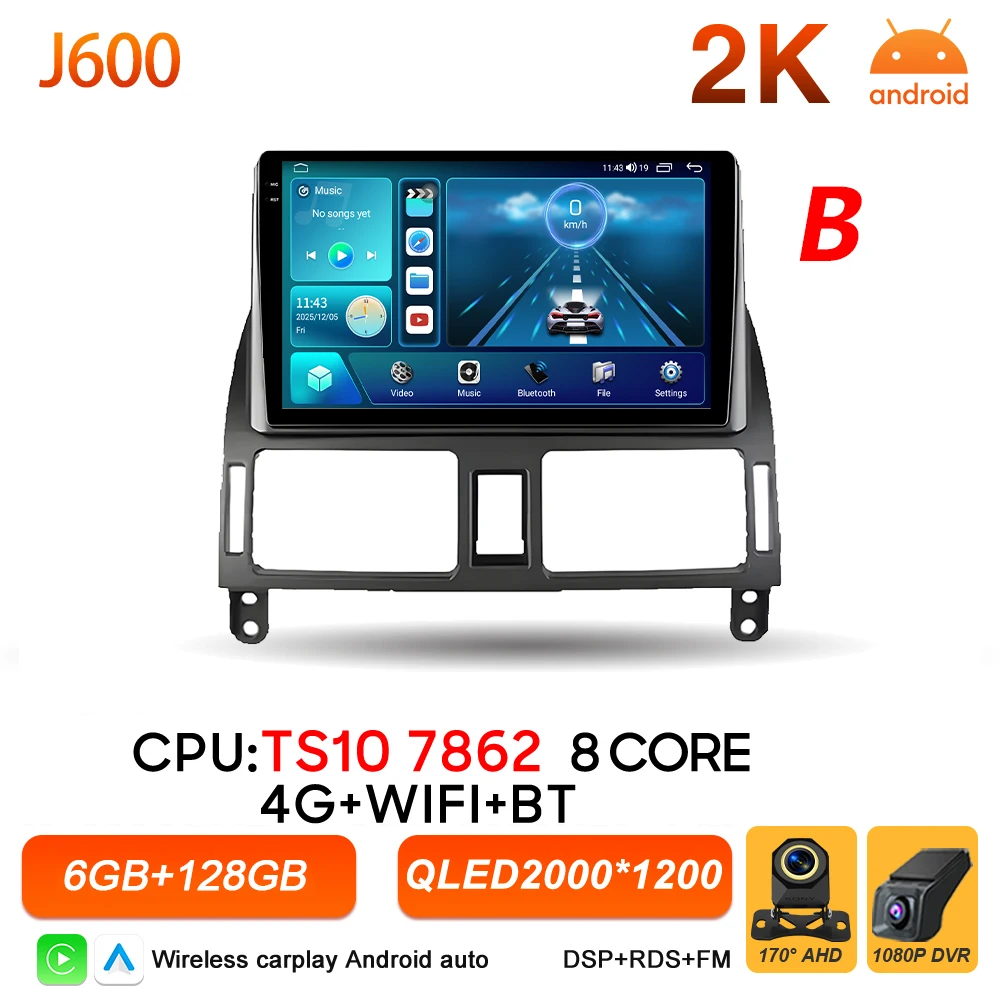 Android 16 autoradio voor Toyota Avensis T25 T250 2003 - 2009 multimediaspeler autoradio BT Carplay Auto GPS stereo DSP scherm