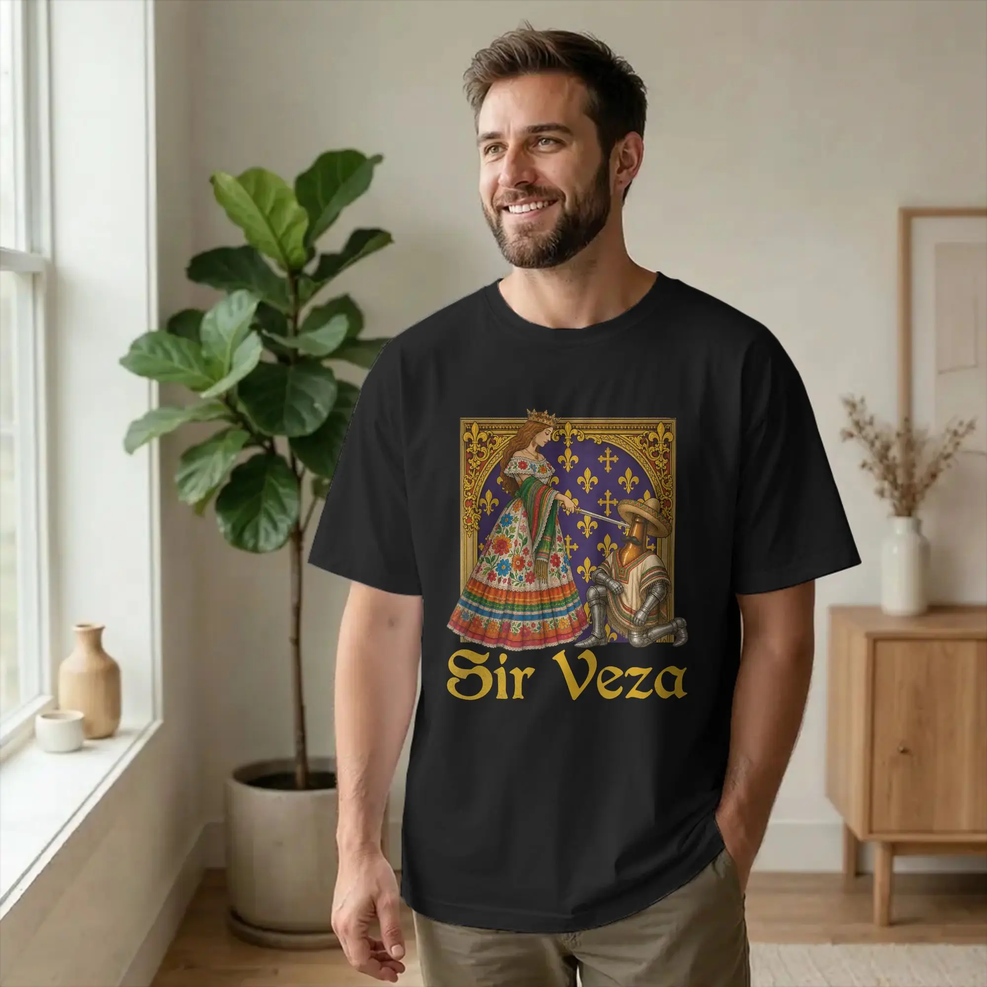 Sir Veza Knight Pun Meme Funny T-Shirt Men Medieval Renaissance Vintage Cotton Tee O Neck Short Sleeve T Shirt Plus Size Clothes
